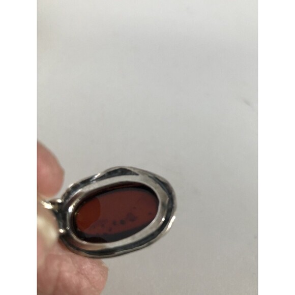 Vintage Amber Sterling Silver Earrings Clip On Baltic Amber Cognac - Picture 7 of 8